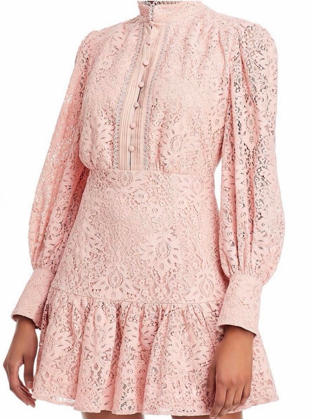 NWOT Bardot Women's Remy Pink Lace Long Sleeve Mini Dress, Size S